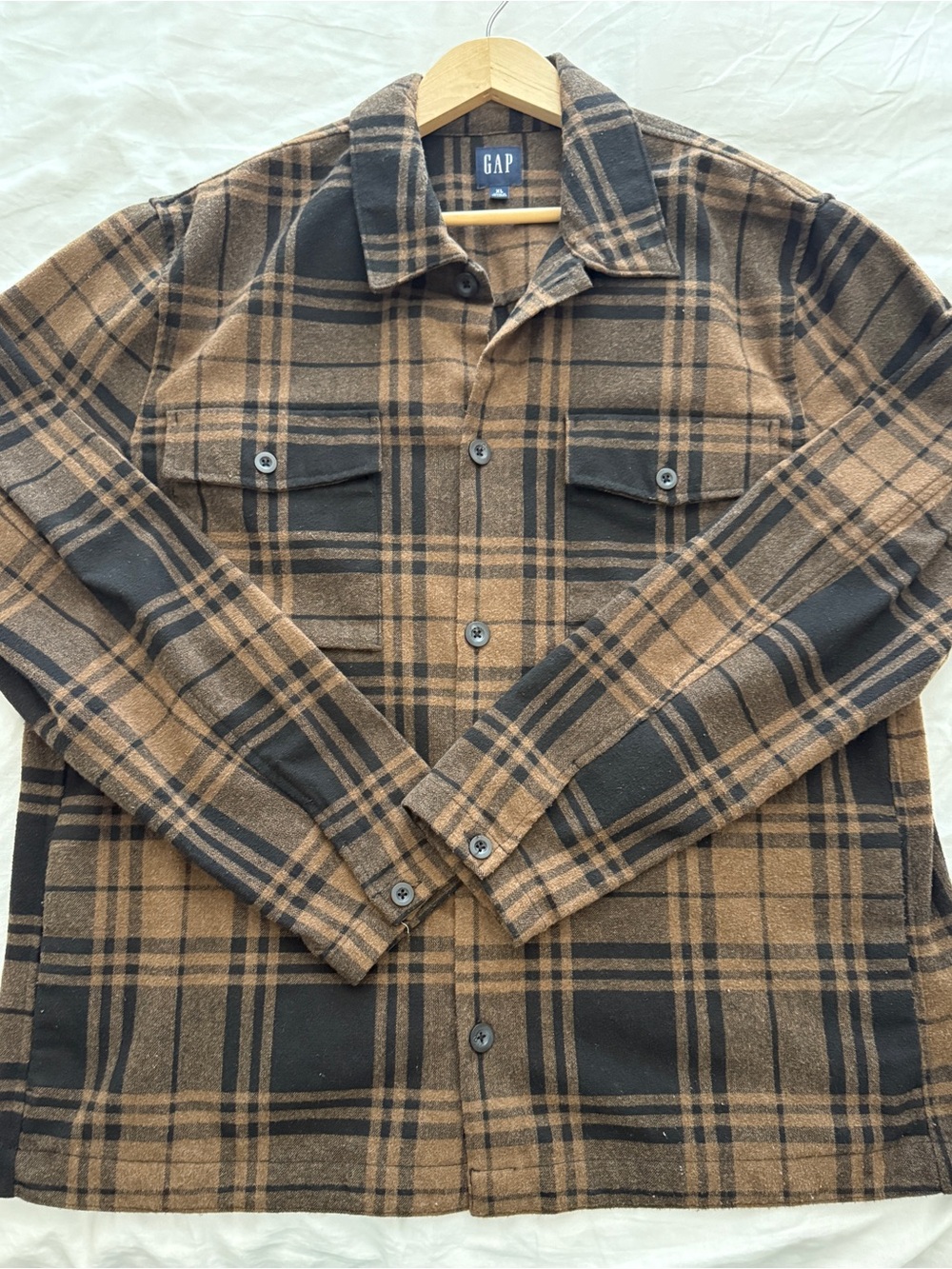 GAP Men's Brown Plaid Button-Up Jacket